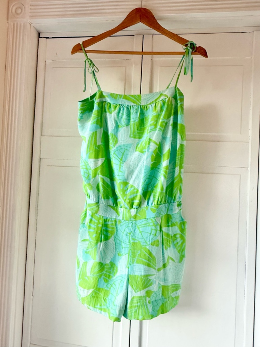 Lilly Pulitzer Mint & Lime Leaf Print Romper